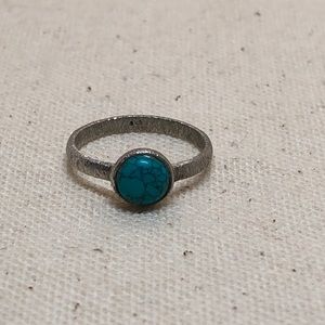 Vintage Artisan turquoise silver ring size 5